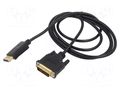 Cable; DisplayPort plug,DVI-D (24+1) plug; Full HD 1080p; black SAVIO SAVKABELCL-122