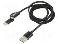 Cable; USB 2.0; USB A plug,USB B micro plug,USB C plug; 1m; 2.1A SAVIO SAVKABELCL-128
