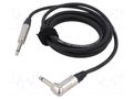 Cable; Jack 6,3mm 2pin plug,Jack 6.3mm 2pin angled plug; 3m TASKER TAS-NK113