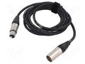 Cable; XLR male 3pin,XLR female 3pin; 3m; black; Øcable: 6mm; PVC TASKER TAS-NK333