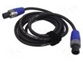 Cable; SpeakON female 2pin,both sides; 3m; black; Øcable: 8mm; PVC TASKER TAS-RF513