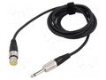 Cable; Jack 6,3mm 2pin plug,XLR female 3pin; 3m; black; 0.25mm2 TASKER TAS-TK223