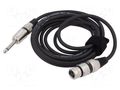 Cable; Jack 6,3mm 2pin plug,XLR female 3pin; 12m; black; 0.25mm2 TASKER TAS-TK2312