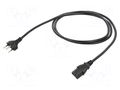 Cable; 3x1mm2; IEC C13 female,SEV-1011 (J) plug; PVC; 1.8m; black Qualtek Electronics 378005-01
