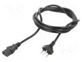 Cable; 3x1mm2; IEC C13 female,SEV-1011 (J) plug; PVC; 2.5m; black Qualtek Electronics 378001-E01
