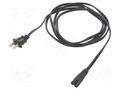 Cable; 2x18AWG; IEC C7 female,NEMA 1-15 (A) plug; PVC; 2.4m; 7A Qualtek Electronics 223021-01