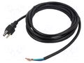 Cable; 3x18AWG; NEMA 5-15 (B) plug,wires; PVC; 3.7m; black; 10A Qualtek Electronics 311275-01