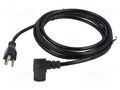 Cable; 3x18AWG; IEC C13 female angled right,NEMA 5-15 (B) plug Qualtek Electronics 313001-01