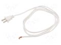 Cable; 2x18AWG; NEMA 1-15 (A) plug,wires; PVC; 1.8m; white; 10A Qualtek Electronics 221001-08