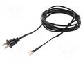 Cable; 2x18AWG; NEMA 1-15 (A) plug,wires; PVC; 2.7m; black; 10A Qualtek Electronics 221002-01