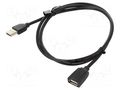 Cable; USB 2.0; USB A socket,USB A plug; nickel plated; 1m; black VENTION VAS-A44-B100