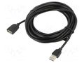 Cable; USB 2.0; USB A socket,USB A plug; nickel plated; 5m; black VENTION VAS-A44-B500
