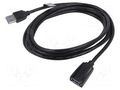 Cable; USB 3.0; USB A socket,USB A plug; nickel plated; 2m; black VENTION VAS-A45-B200