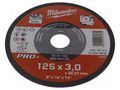 Cutting wheel; Ø: 125mm; Disc thick: 3mm; tool steel; 22.22mm Milwaukee MW-4932451492