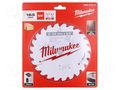 Circular saw; Ø: 165mm; Øhole: 15.87mm; W: 1.6mm; Teeth: 24; wood Milwaukee MW-4932471311