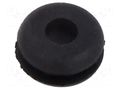 Grommet; Ømount.hole: 6.35mm; Øhole: 3.18mm; rubber; black KEYSTONE KEYS733