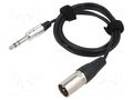 Cable; Jack 6,3mm 3pin plug,XLR male 3pin; 1.5m; black; 0.08mm2 TASKER TAS-TK075