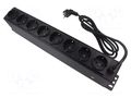 Plug socket strip: protective; Sockets: 8; 230VAC; 16A; black; 2m LOGILINK PDU8D01