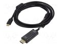 Adapter; HDMI 2.0; HDMI plug,USB C plug; nickel plated; 2m; black DIGITUS AK-300330-020-S