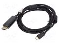 Adapter; DisplayPort plug,USB C plug; nickel plated; 2m; black DIGITUS AK-300333-020-S