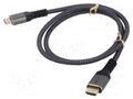 Cable; DisplayPort plug,HDMI plug; PVC; textile; 4K,UHD 2160p GOOBAY GOOBAY-PLUS-65268