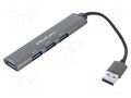 Hub USB; USB A socket x4,USB A plug; USB 3.0; PnP; graphite; 0.1m QOLTEC QOLTEC-53791