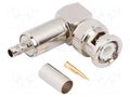Connector: BNC; plug; male; angled 90°; 50Ω; crimped; for cable AMPHENOL RF 112725