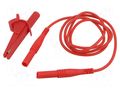 Test lead; banana plug 4mm,crocodile clip; Len: 1m; red TIETZSCH TIZ-L-SETR