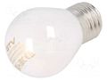 LED lamp; milky; E27; 230VAC; 200lm; 2W; 360°; 4000K GTV Poland LD-G45FLE2EM-40