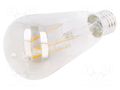 LED lamp; grey; E27; 230VAC; 300lm; 6W; 360°; 1800K GTV Poland LD-ST64FP4-18