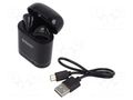 Wireless headphones with microphone; black; USB B micro; 10m SAVIO SAVSLTWS-02