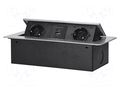 Plug socket strip: furniture; IP20; 3680W; silver; 112x226mm ORNO OR-GM-9034G-SCHUKO