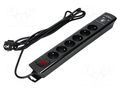 Plug socket strip: protective; Sockets: 6; 230VAC; 10A; black; 3m ORNO OR-AE-13163/B/3M