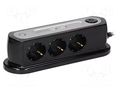 Plug socket strip: protective; Sockets: 3; 230VAC; black; 1.4m ORNO OR-AE13190B-SCHUKO