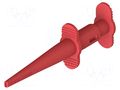 Clip-on probe; hook type; 5A; red; 4mm; L: 126mm; 2pcs. CAL TEST CT4466-2