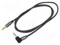 Cable; Jack 3.5mm 3pin plug,Jack 3.5mm 3pin angled plug; 1m GOOBAY GOOBAY-PLUS-65278
