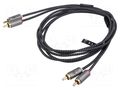 Cable; RCA plug x2,both sides; 2m; Plating: gold-plated; PVC Goobay GOOBAY-PLUS-65293