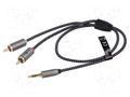 Cable; Jack 3.5mm 3pin plug,RCA plug x2; 1m; black-grey; PVC GOOBAY GOOBAY-PLUS-65285