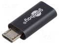 Adapter; USB 2.0; USB B micro plug,USB C socket; grey Goobay USB.C-MICRO-GY