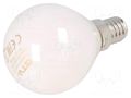 LED lamp; milky; E14; 230VAC; 420lm; 4W; 360°; 3000K GTV Poland LD-G45FL4M-30