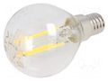 LED lamp; neutral white; E14; 230VAC; 420lm; 4W; 360°; 4000K GTV Poland LD-G45FLE4-40