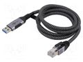 Cable; USB 3.0; RJ45 plug,USB A plug; nickel plated; 2m; U/FTP Goobay GOOBAY-70498