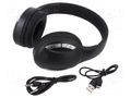 Wireless headphones with microphone; black; USB B micro; 10m GEMBIRD BTHS-01-BK