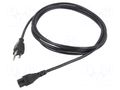 Cable; 3x18AWG; IEC C5 female,NEMA 5-15 (B) plug; PVC; 3m; black Qualtek Electronics 350050-LD01
