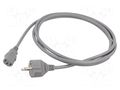 Cable; 3x1mm2; CEE 7/7 (E/F) plug,IEC C13 female; PVC; 2.5m; grey Qualtek Electronics 364002-D06