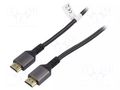 Cable; HDMI plug,both sides; textile; HDCP 2.2,HDMI 2.1; 1m DIGITUS DB-330200-010-S