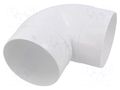 Round elbow bend; ABS; white; Ø100mm; 90° DOSPEL S.A. 007-0216