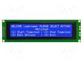 Display: LCD; alphanumeric; STN Negative; 40x4; blue; LED; PIN: 18 NEWHAVEN DISPLAY INTERNATIONAL NHD-0440WH-ATMI-JT