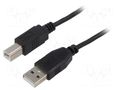 Cable; USB 2.0; USB A plug,USB B plug; 5m; black QOLTEC QOLTEC-50392