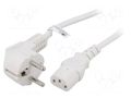 Cable; 3x1mm2; CEE 7/7 (E/F) plug angled,IEC C13 female; PVC GOOBAY SN326-3/10/2.5WH